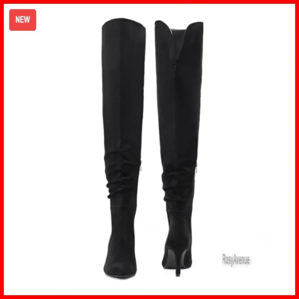 Thigh High Over The Knee Boots Stiletto Heel Pointed Toe Suede